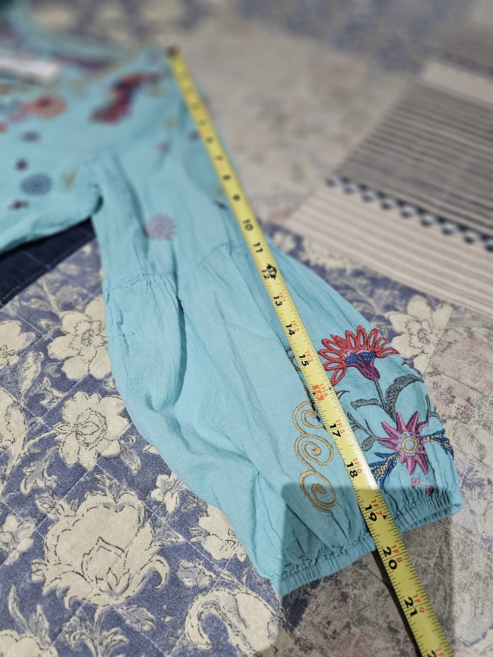 Johnny Was 'LUCY' Embroidered Midi Dress with Multicolor Floral & Parrot Motifs - Picture 10 of 11